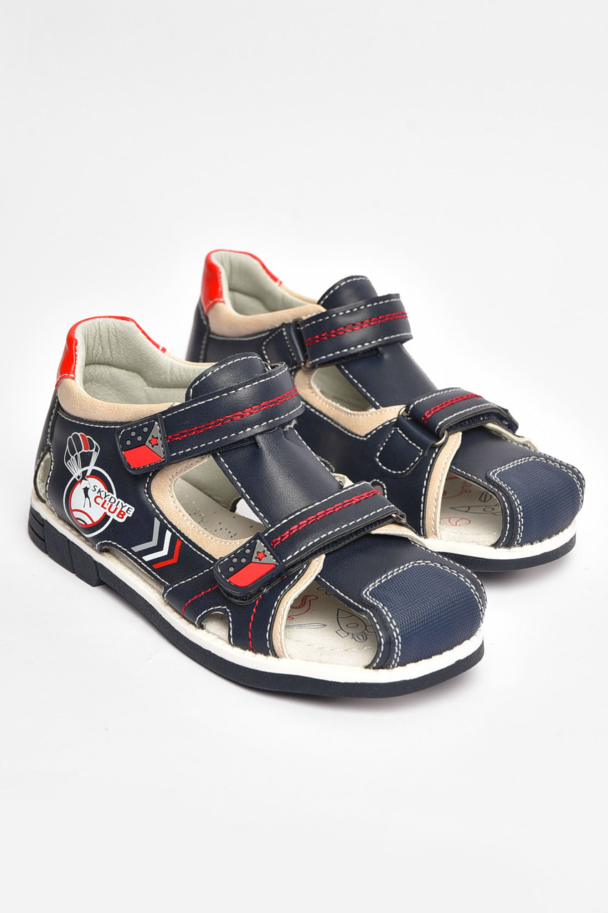 Сандалі дитячі хлопчик темно-синього кольору на липучці 204027T Безкоштовна доставка, фото 1