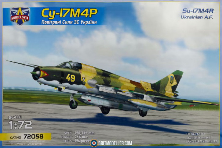 Пластикова модель 1/72 Modelsvit 72058 Український винищувач СУ-17М4Р