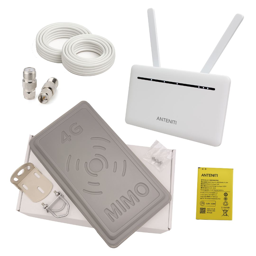 4G комплект роутер ANTENITI B535 з АКБ + потужна антена RNet MIMO 2х17 Дб 900-2700 МГц