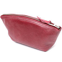 Женская кожаная косметичка бордовая GRANDE PELLE из натуральной кожи с зеркалом 22х10х7 см BZN