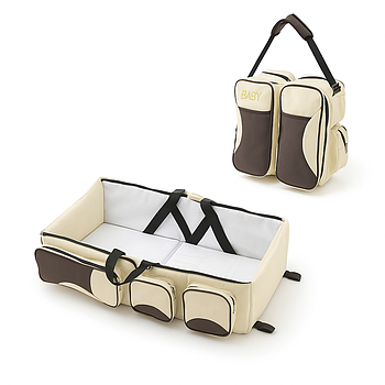 Сумка для мам Baby room / Багатофункціональне перенесення-ліжко для немовлят / Сумка трансоформер Бежевий