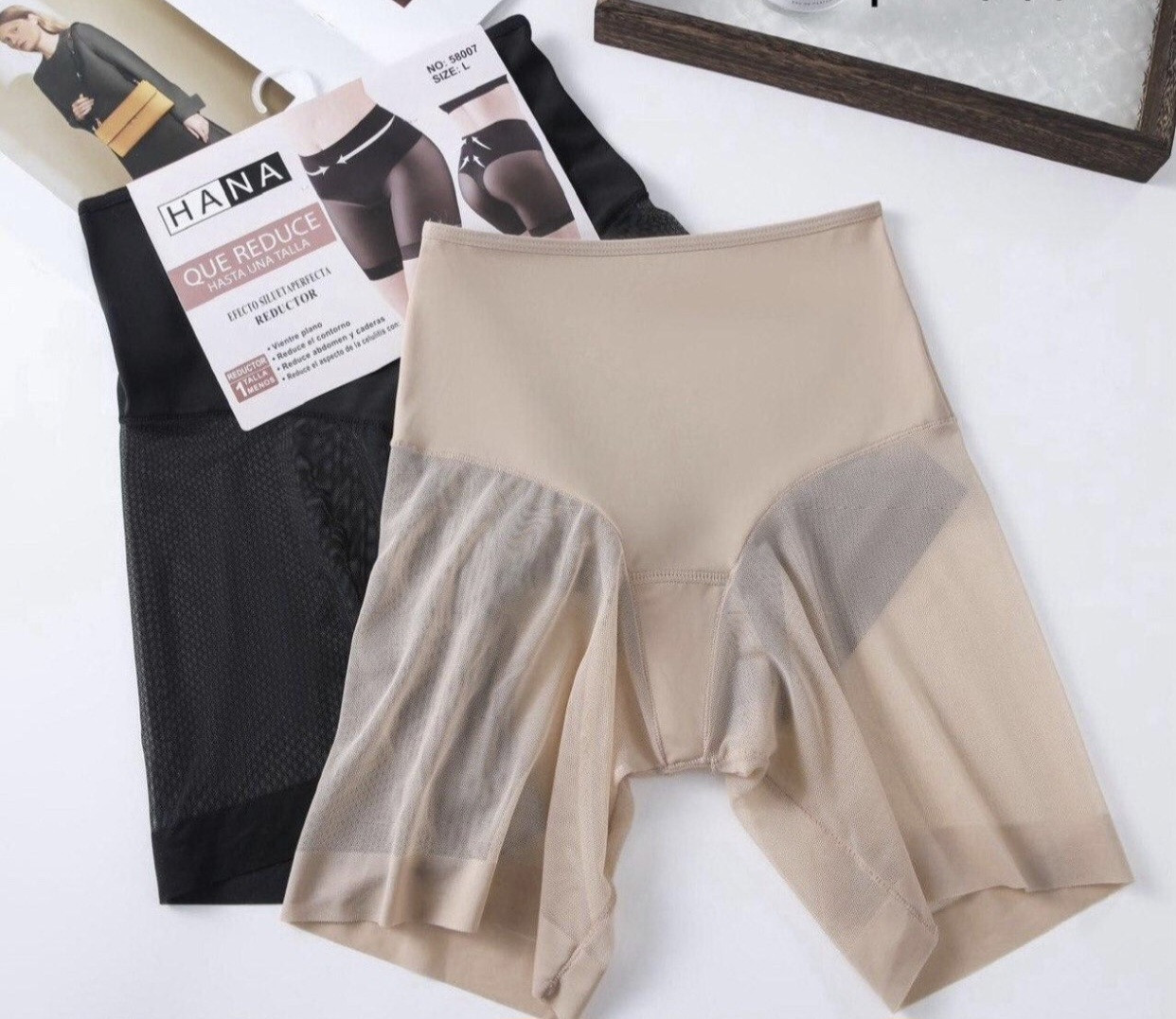 Труси утяжка шортиками сіткою у чорному кольорі і білому розмір М, фото 1