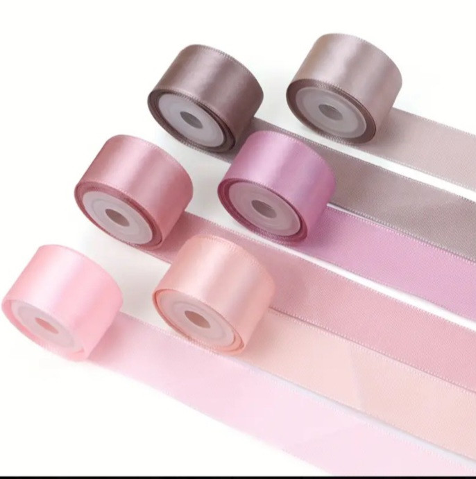 Набір декоративних атласних стрічок із 6 кольорів по 4,5 м, фото 1