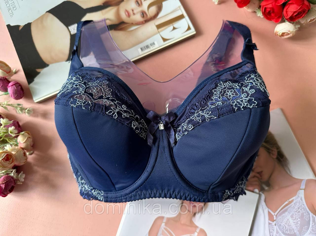 85/90/95F Бюстгальтер великого розміру чашка F з тонким поролоном синій