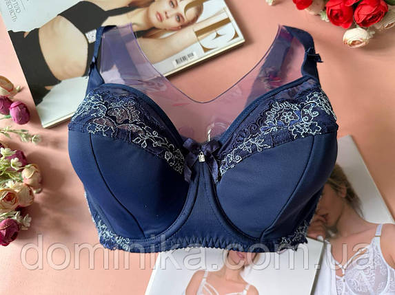 85/90/95F Бюстгальтер великого розміру чашка F з тонким поролоном синій, фото 1