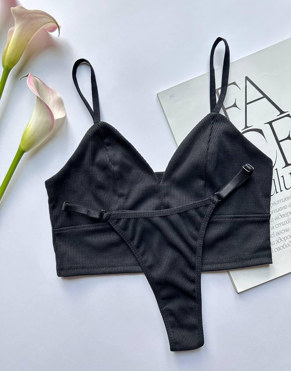 Топ и стринги, комплект рубчик