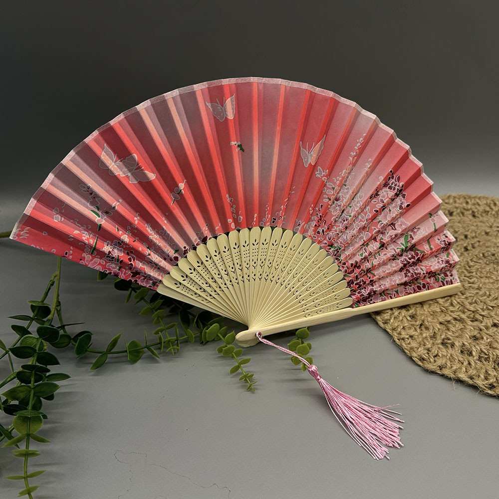 Віяло тканинне «Ніжні метелики» Рожевий, фото 1