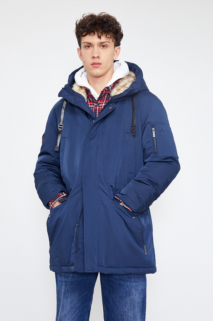 Чоловіча пухова парка з хутром Finn Flare WA20-22015-101 темно-синя S, фото 1