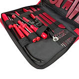 Набір інструментів для демонтажу обшивки салону автомобіля 19в1 у чохлі Чорний з червоним, фото 3