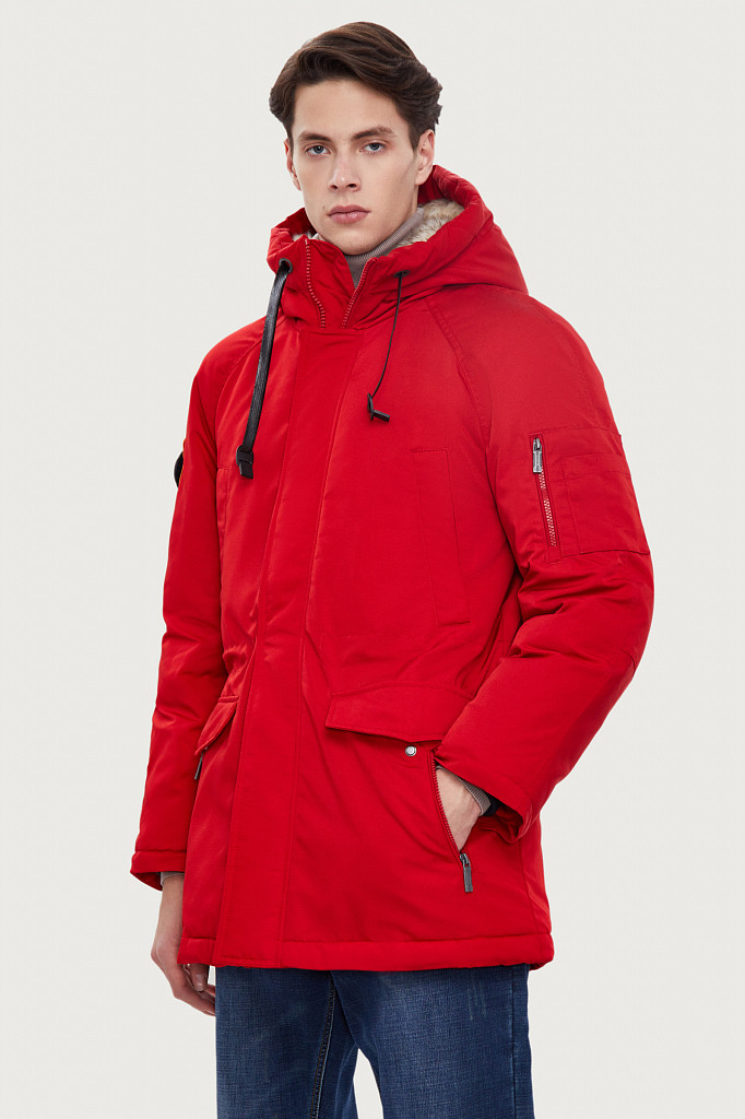 Чоловіча пухова парка з хутром Finn Flare WA20-22015-300 червона L, фото 1
