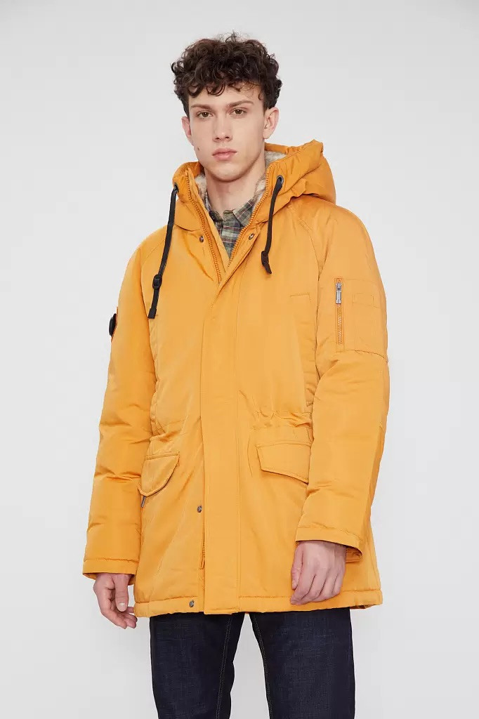 Чоловіча пухова парка з хутром Finn Flare WA20-22015-409 жовта S, фото 1