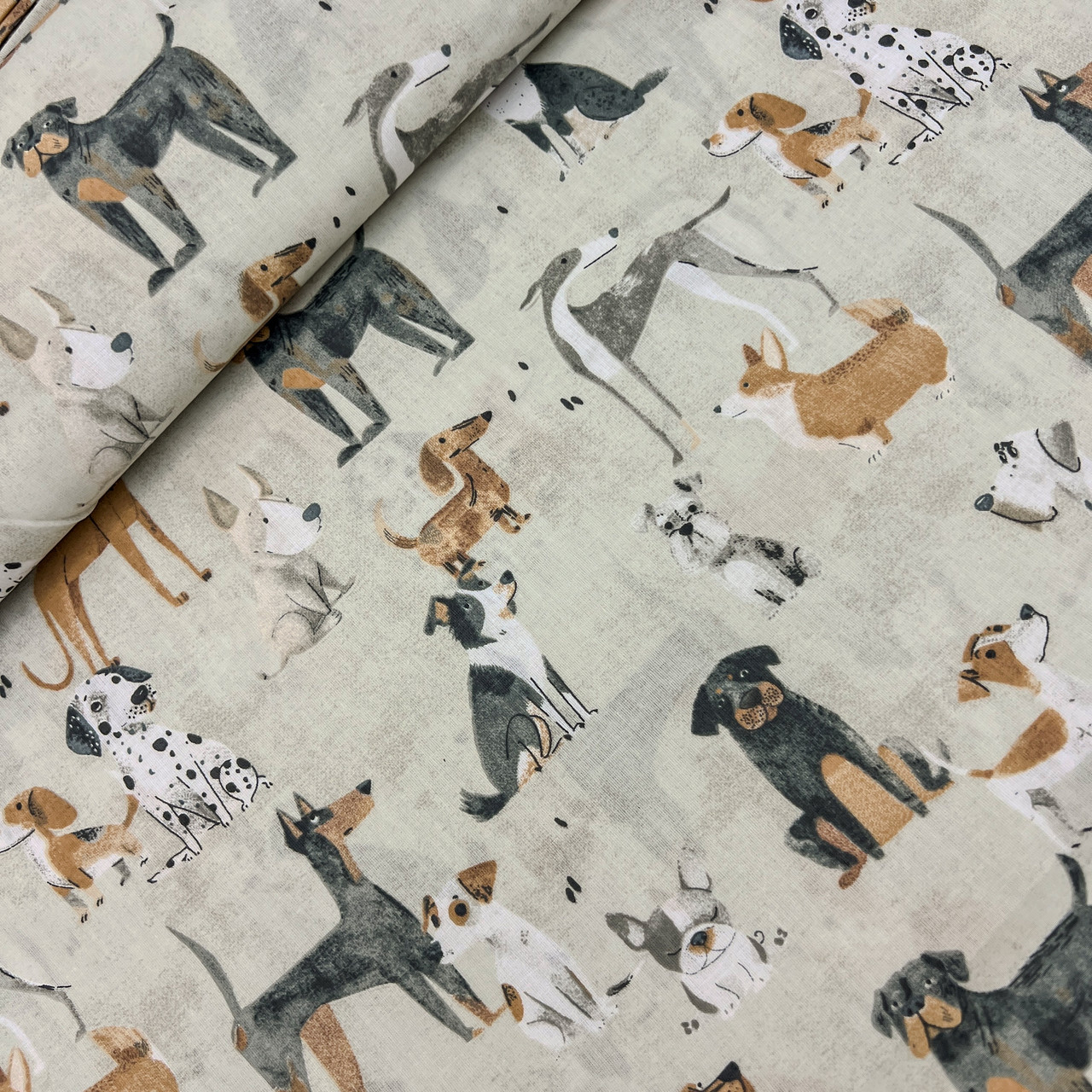 Польська бязь "Собаки на бежевому" 160 см, фото 1