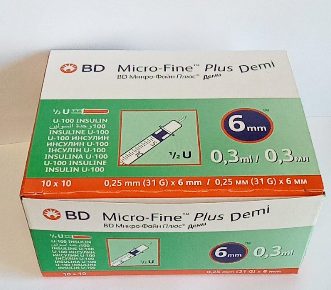 Шприци інсулінові БД Микрофайн Плюс Демі 0,3 ml. 31G. 6mm- 100шт.