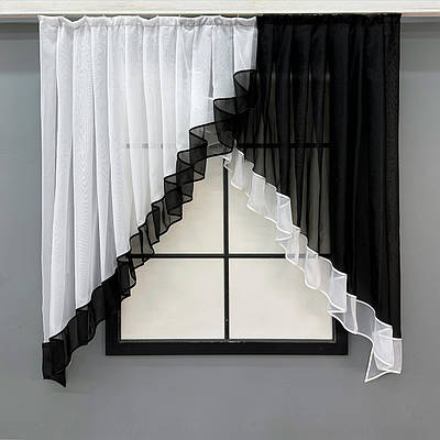 Кухонний комплект на карниз 1,5м. Колір чорний з білим. Код 023к 52-1200