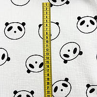 Муслін жатий 2-х "Панди контурні на білому" 150 см, фото 4