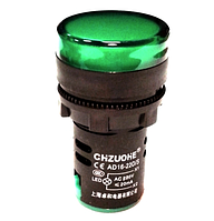 Панельний сигнальний індикатор AD16-22DS, 220VAC (зелений)