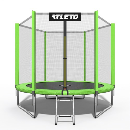 Батут дитячий Atleto 312 см з сіткою та драбинкою зелений