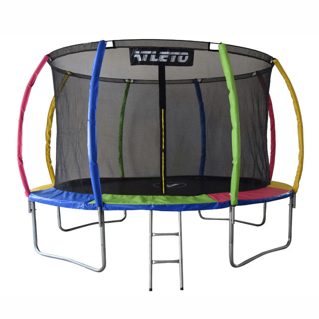 Батут Atleto 374 см з внутрішньою сіткою Multicolor