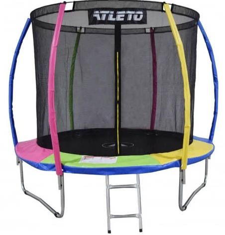 Батут Atleto 312 см з внутрішньою сіткою та драбинкою Multicolor, фото 1