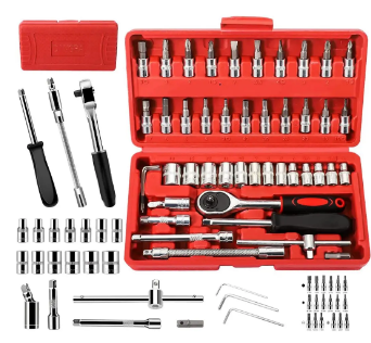 Набір інструментів 46 предметів з тріскачкою в кейсі (PI-46-1), фото 1