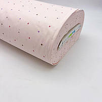 Турецька бавовняна тканина ранфорс "Зірки різнобарвні дрібні на блідо-пудровому" 240 см, фото 4