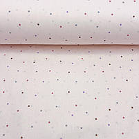 Турецька бавовняна тканина ранфорс "Зірки різнобарвні дрібні на блідо-пудровому" 240 см, фото 2