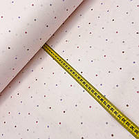 Турецька бавовняна тканина ранфорс "Зірки різнобарвні дрібні на блідо-пудровому" 240 см, фото 5