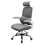 Офісне крісло ергономічна спинка-сітка Скайлайн Richman з підголівником сірого кольору, фото 2