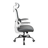 Офісне крісло ергономічна спинка-сітка Скайлайн Richman з підголівником сірого кольору, фото 3