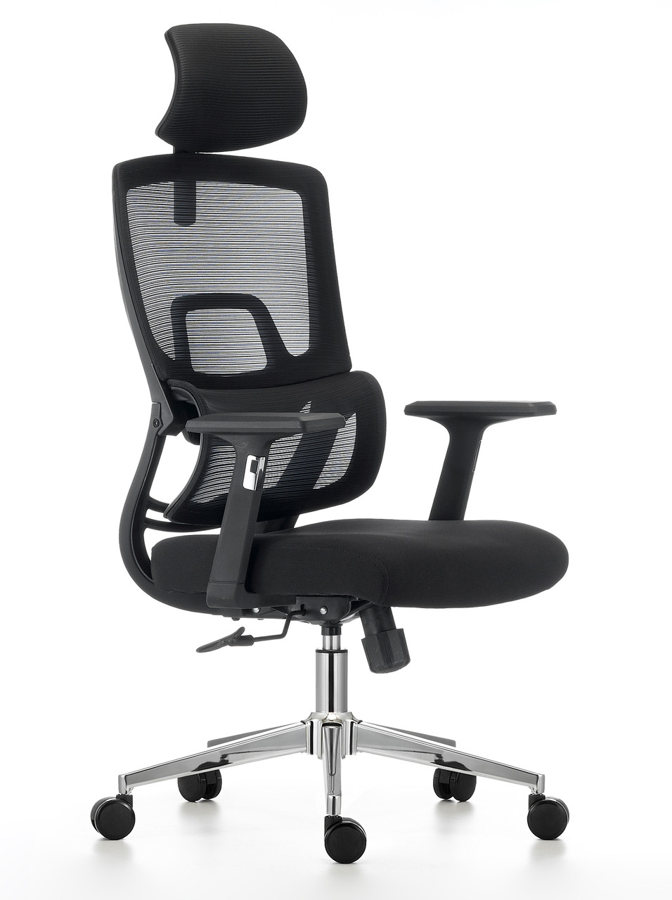 Офісне крісло із сітковою спинкою Вектор-Про Richman з підголівником чорного кольору, фото 1