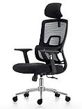 Офісне крісло із сітковою спинкою Вектор-Про Richman з підголівником чорного кольору, фото 2