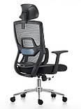 Офісне крісло із сітковою спинкою Вектор-Про Richman з підголівником чорного кольору, фото 3
