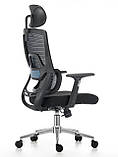 Офісне крісло із сітковою спинкою Вектор-Про Richman з підголівником чорного кольору, фото 4