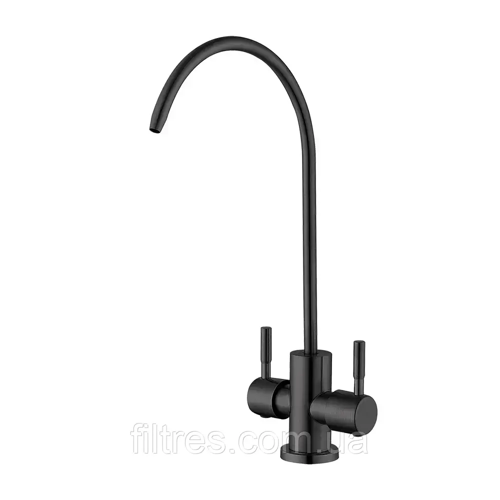 Двойной кран для фильтра WEZER черный, фото 1