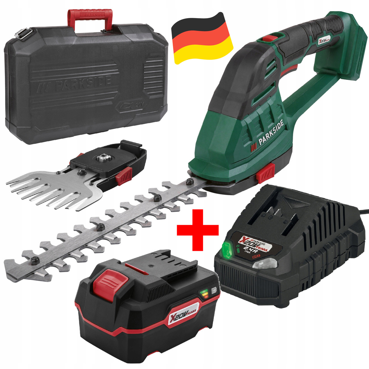 Акумуляторні ножиці для трави та живоплоту Parkside PAGS 20-Li A1 з акум. і заряд (Німеччина), фото 1