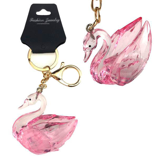 Оригінальний рожевий брелок Лебідь для дівчаток, фото 1