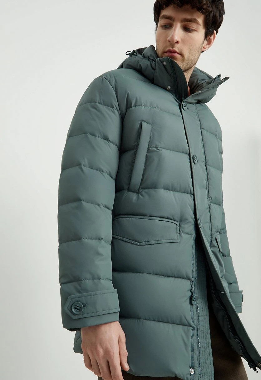 Подовжений чоловічий пуховик Finn Flare FAD21057-506 зелена XL, фото 1