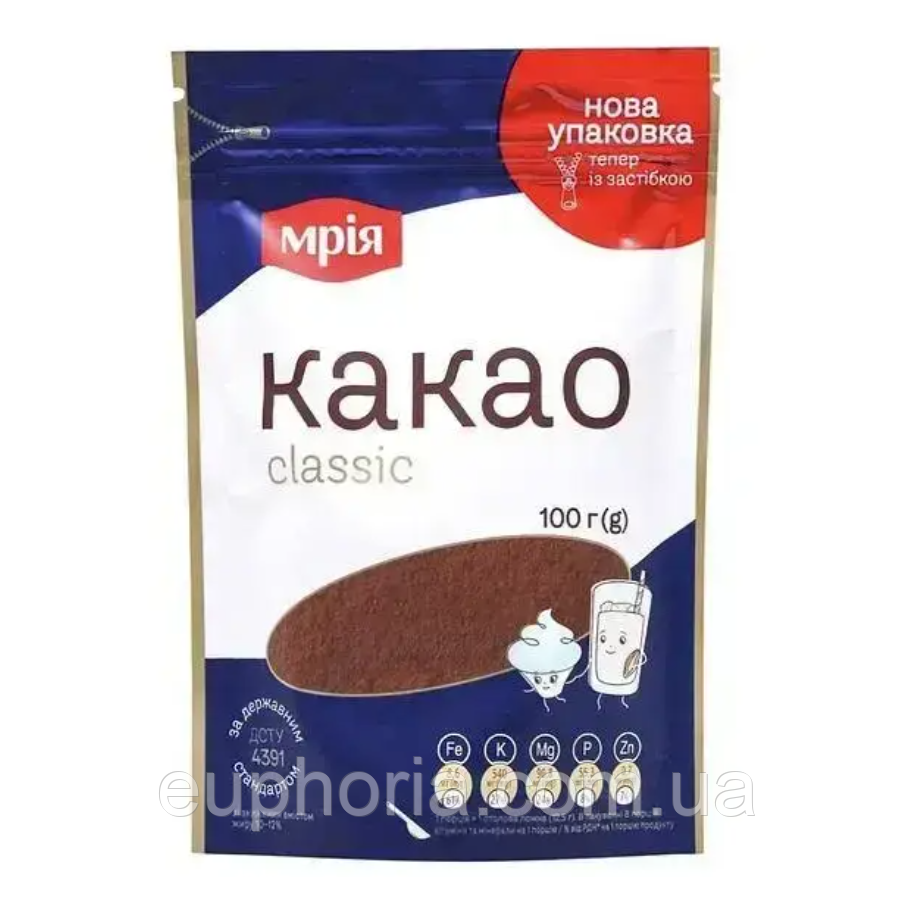 Натуральний какао-порошок Мрія 11% жиру 100 г