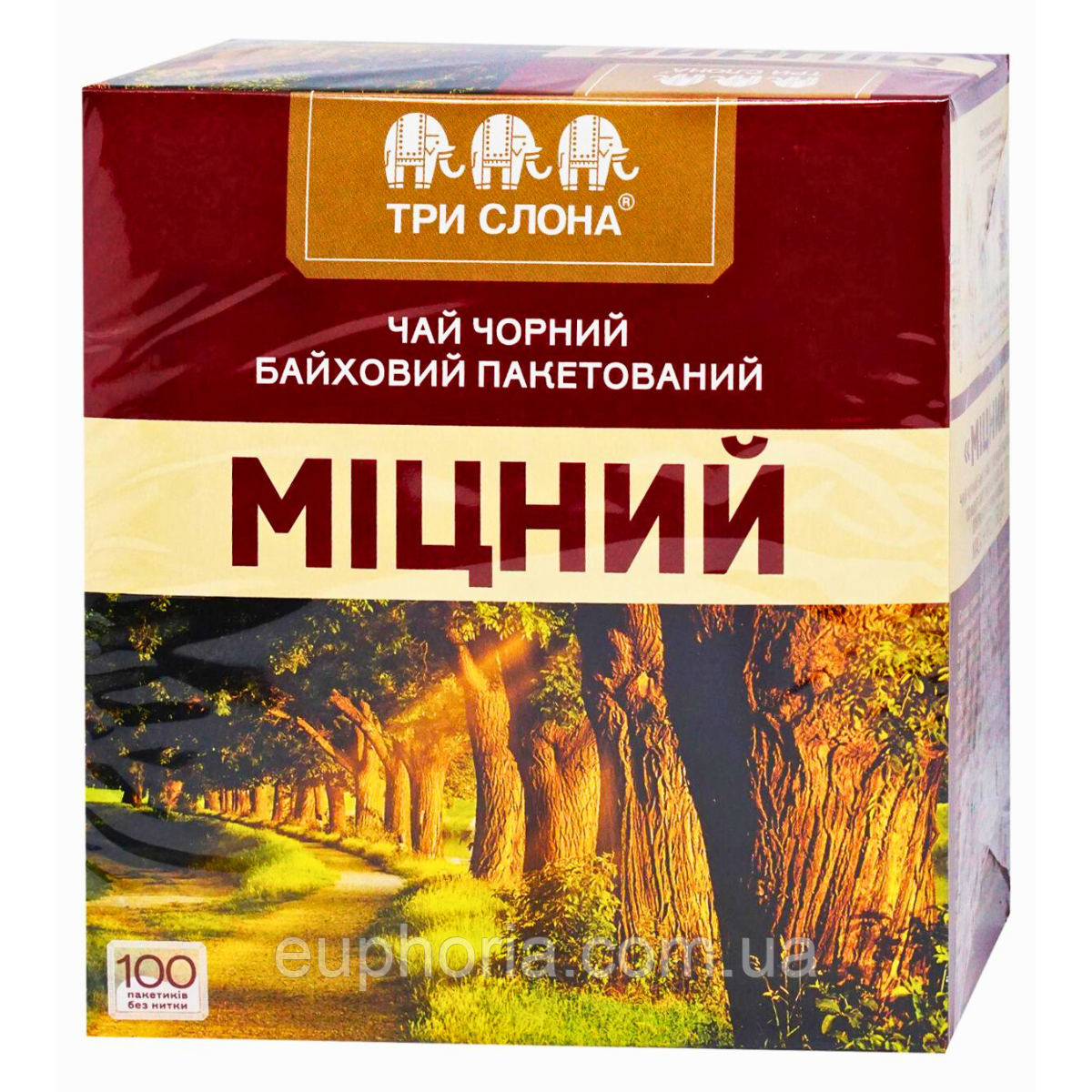 Чай пакетований чорний Три Слона Міцний 100 х 1,5 г
