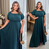 Розкішна жіноча сукня у підлогу з гумкою на талії Тканина: американський креп Розміри: 50-52, 54-56, 58-60, фото 2