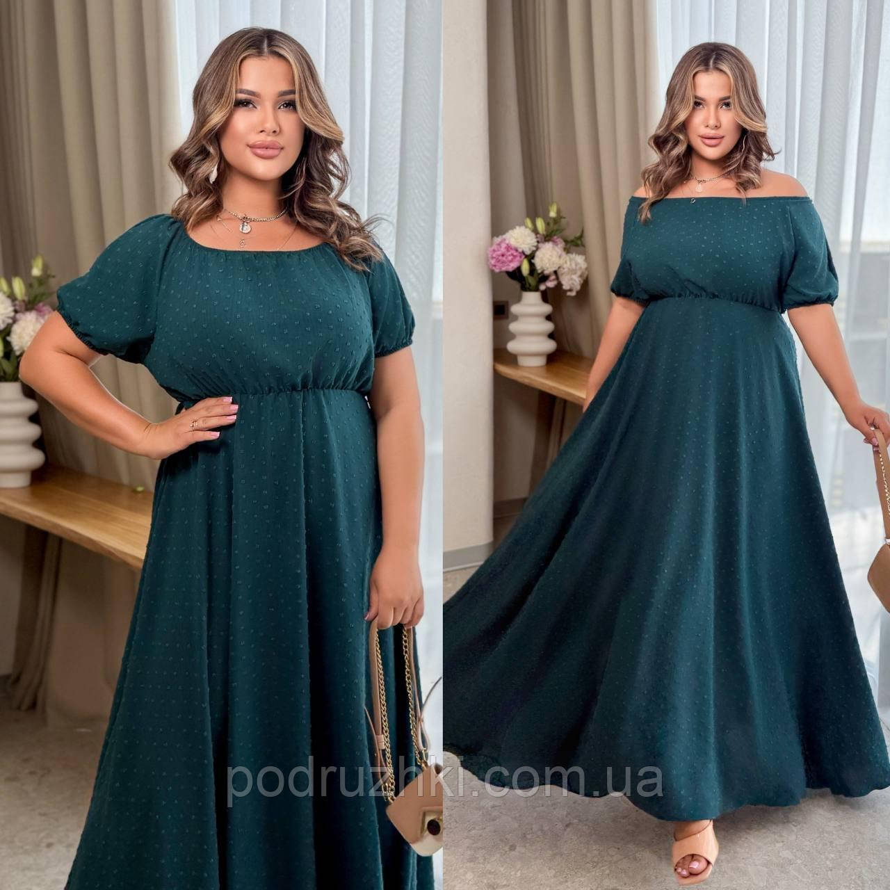 Розкішна жіноча сукня у підлогу з гумкою на талії Тканина: американський креп Розміри: 50-52, 54-56, 58-60, фото 1