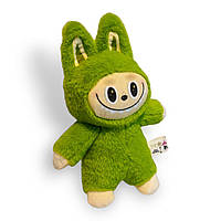Іграшка лабубу 27 см зелена, усміхнена іграшка лабубу, лабубу з великими очима, іграшка тренд лабубу, мила