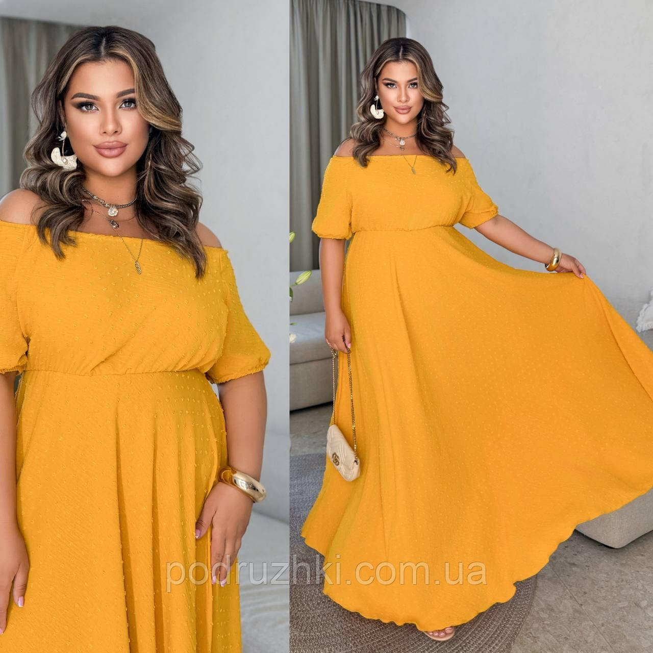 Розкішна жіноча сукня у підлогу з гумкою на талії Тканина: американський креп Розміри: 50-52, 54-56, 58-60, фото 1