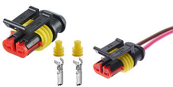 Автомобільний роз'єм герметичний гніздовий 2-х контактний серії SuperSeaL, 282080-1, 72007-05, 000700000DV