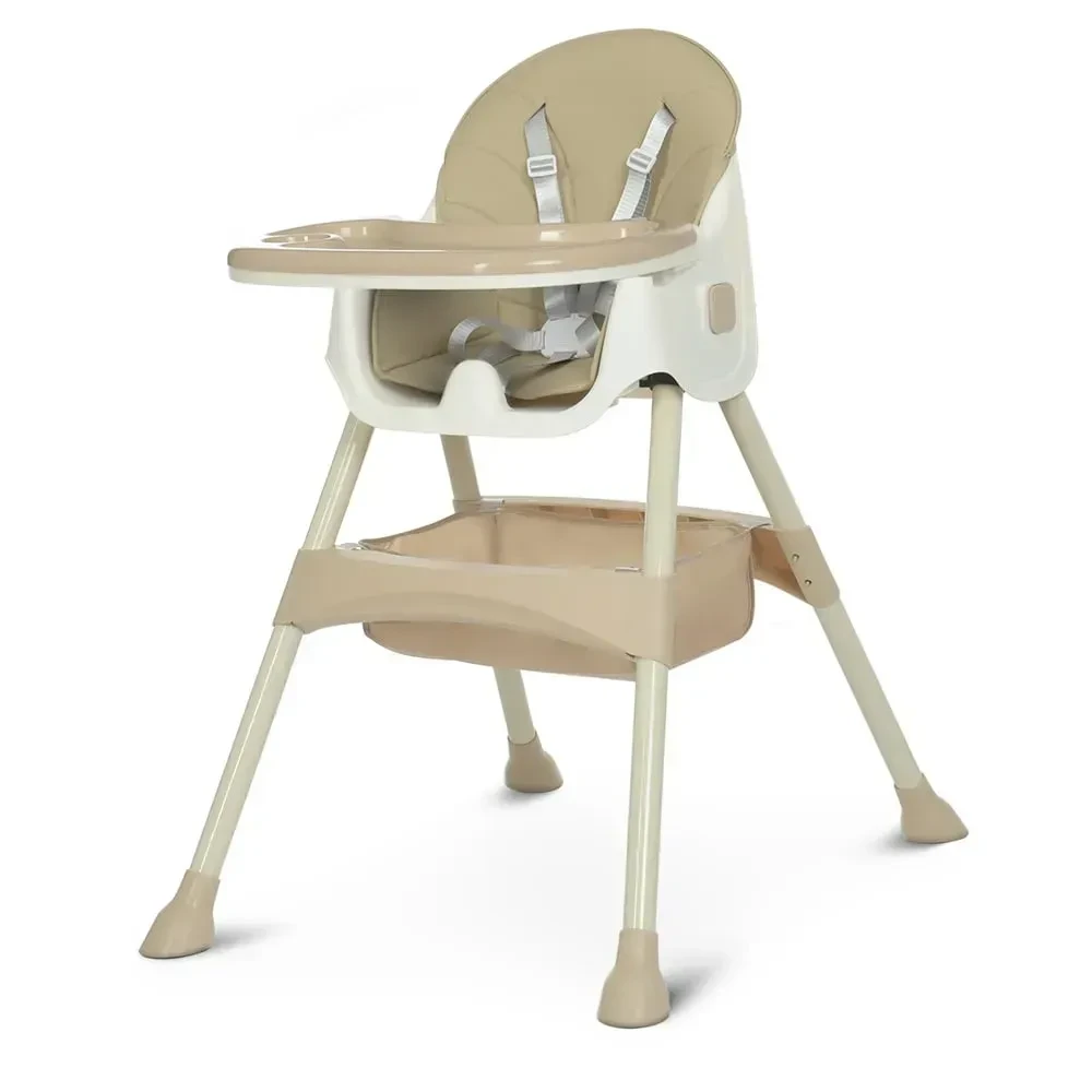 Стільчик для годування Bambi M 4136-2 Beige – складний, зі знімним столиком та 5-точковими ременями безпеки