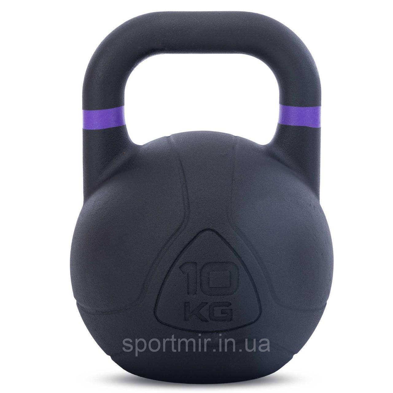 Гиря змагальна цільна чугуна пофарбована LiveUp LP8044-10 10кг чорний, фото 1