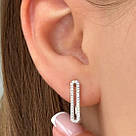 Срібні сережки з позолотою та фіанітами "Еліпс" — геометрія, що захоплює, фото 4