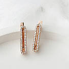 Срібні сережки з позолотою та фіанітами "Еліпс" — геометрія, що захоплює, фото 3