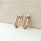 Срібні сережки з позолотою та фіанітами "Еліпс" — геометрія, що захоплює, фото 2