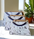 Набір з трьох придметів, стильного подарункового пакування для квітів і подарунків у формі сумочки з принтом, фото 7